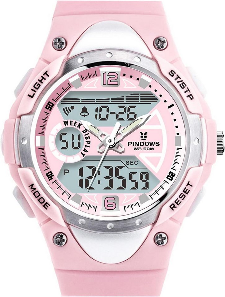 PINDOWS für Kinder, 5ATM Sports Digital Watch, mit Datum/Wecker/LED/Stoppuhr/Stoßfes von PINDOWS