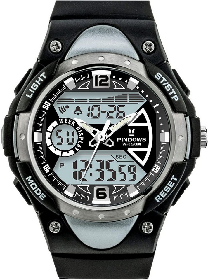 PINDOWS für Kinder, 5ATM Sports Digital Watch, mit Datum/Wecker/LED/Stoppuhr/Stoßfes PINDOWS für Kinder, 5ATM Sports Digital Watch, mit Datum/Wecker/LED/Stoppuhr/Stoßfes von PINDOWS