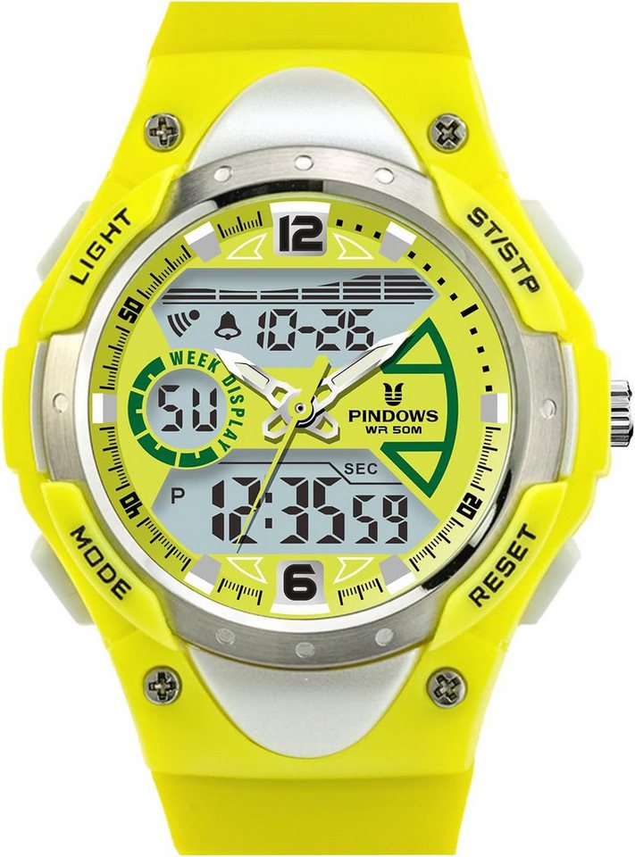 PINDOWS für Kinder, 5ATM Sports Digital Watch, mit Datum/Wecker/LED/Stoppuhr/Stoßfes PINDOWS für Kinder, 5ATM Sports Digital Watch, mit Datum/Wecker/LED/Stoppuhr/Stoßfes von PINDOWS