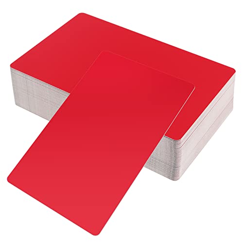 PINGEUI Visitenkarten aus Metall, blanko, 8,6 x 5,3 cm, 0,45 mm dick, rote Sublimationsdruck-Aluminium-Legierung, doppelseitig bedruckbare Namenskarte für Kunden, Laser, Gravur, UV-Prin, 100 Stück von PINGEUI