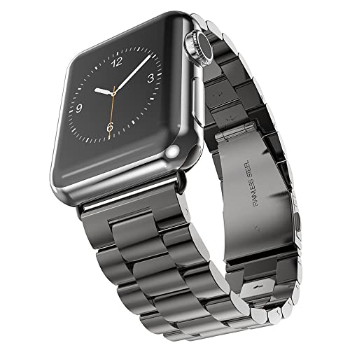 PINHEN Armband Kompatibel mit Apple Watch Armband 45mm 44mm 42mm,Edelstahl Metall Ersatz Armband für iWatch Series 8 Series 7 Series 6 Series 5 4 3 2 1 SE(45mm,Black) von PINHEN