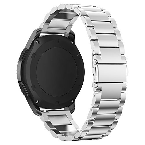 PINHEN Armband Kompatibel mit Samsung Galaxy Watch 3 45mm Armband, 22mm Edelstahl Metall Uhrenarmband für Galaxy Watch 46mm/Gear S3 Classic and Frontier/Huawei GT 2 46mm/GT Active/GT 2e(Silver) von PINHEN