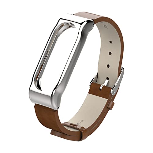 PINHEN Armband für Xiaomi Mi Band 2,Echtes Leder Ersatzarmband Watch Wrist Band Smart Bracelet Zubehör für Xiaomi Mi 2 Fit Band(Brown, Leather) von PINHEN