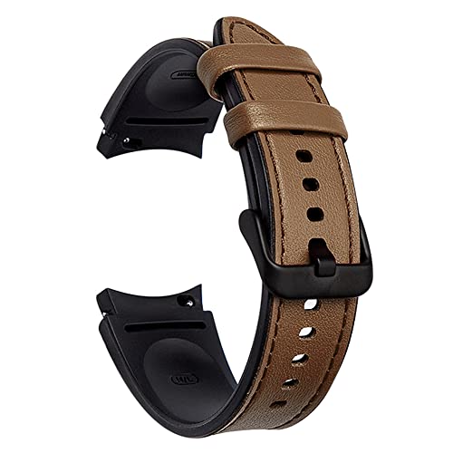 PINHEN Armband kompatibel mit Samsung Galaxy Watch 6 & 5 & 4 40mm 44mm / Watch 5 Pro/Galaxy Watch 4 Classic 46mm 42mm,Keine Lücken Leder mit Silikon Ersatzarmband Bänder Strap Armband von PINHEN