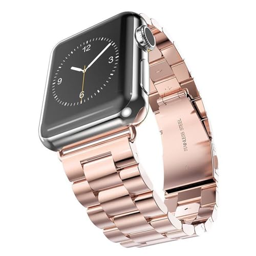 PINHEN Kompatibel mit Apple Watch 41mm 45mm Armband,Edelstahl Metall Ersatz Armband für iWatch Series 8 Series 7 Series 6 Series 5 Series 4 3 2 1 SE(41/40/38mm,Rose Gold) von PINHEN