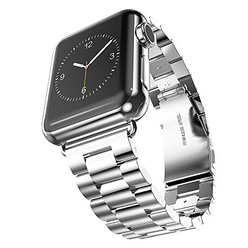 PINHEN Kompatibel mit Apple Watch 41mm 45mm Armband,Edelstahl Metall Ersatz Armband für iWatch Series 8 Series 7 Series 6 Series 5 Series 4 3 2 1 SE(41/40/38mm,Silver) von PINHEN