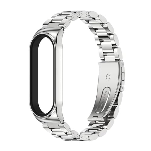 PINHEN Kompatibel mit Xiaomi Mi Band 6 Armband - Edelstahl Metall Trageschlaufe Ersatz für Xiaomi Smart Band 6/5/4/3 Smart MiBand Zubehör mit Metallrahmen von PINHEN