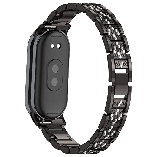 PINHEN Kompatibel mit Xiaomi Mi Smart Band 8 Armband Metall Einstellbare gewebte Armband Smart Watch Armband Zubehör für Frauen Männer Ersatz Bands von PINHEN