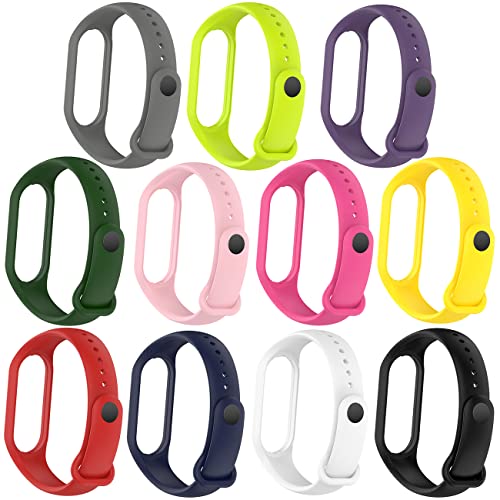 PINHEN Kompatible für Xiaomi Mi Band 7 Armband -Silikon Ersatz Fitness Ersatzband und Uhrenarmband Sportarmband für Xiaom Mi Band 7/6/5 (11 Pack) von PINHEN