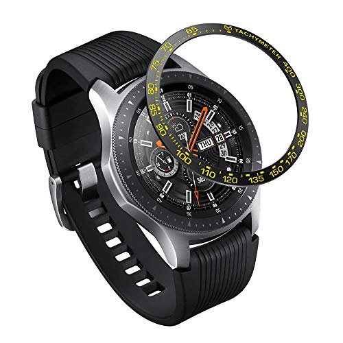 PINHEN Lünettenring Kompatibel mit Galaxy Watch 46mm - selbstklebende Abdeckung Anti Kratzer Aluminium Metall Lünettenring Schutz für Galaxy Gear S3 Frontier/Classic/Galaxy Watch 46mm (02) von PINHEN