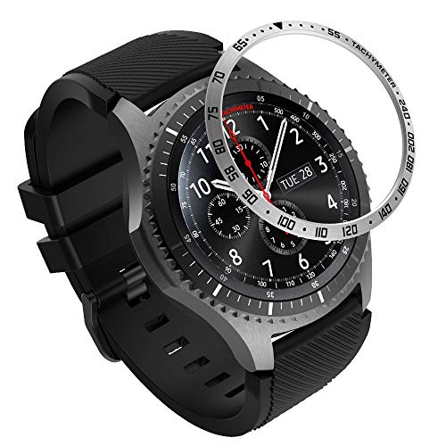 PINHEN Lünettenring Kompatibel mit Galaxy Watch 46mm - selbstklebende Abdeckung Anti Kratzer Aluminium Metall Lünettenring Schutz für Galaxy Gear S3 Frontier/Classic/Galaxy Watch 46mm (07) von PINHEN