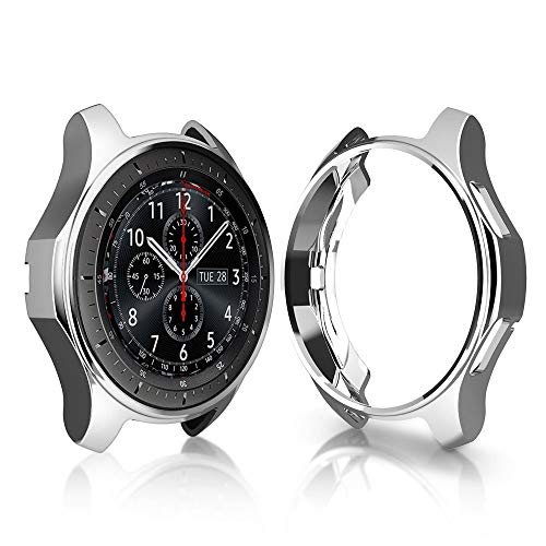 PINHEN Schutzhülle Kompatibel mit Galaxy Watch 46mm /Gear S3 Frontier - Soft TPU Kratzfest Schutzhülle Schale Hülle für Gear S3 Frontier/Galaxy Watch 46mm(Silver) von PINHEN