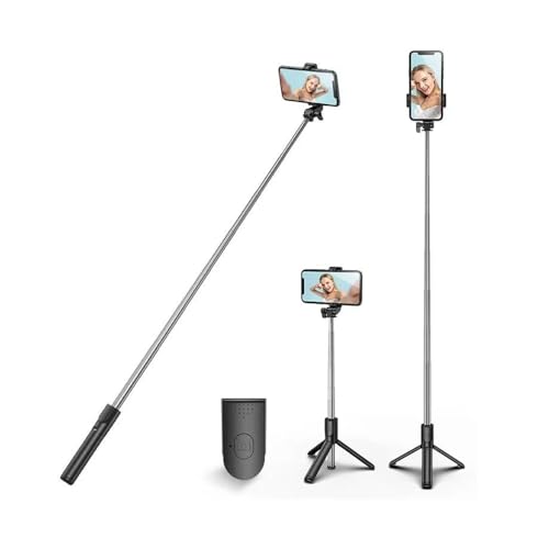 PINHEN Selfie Stick Stativ, Stabiler Stativständer mit Abnehmbarer Bluetooth-Fernbedienung, Kompatibel mit iPhone 15 Pro Max/15 Plus/14/13, Samsung, LG, Google Smartphones (Black) von PINHEN