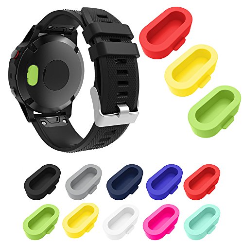 PINHEN Staubstecker Kompatibel mit Garmin Fenix 7 7S 7X 6S 6 6X 5S 5 5X/Instinct 2/EPIX/Venu 2 Plus/Vivomove Sport,10 Stück Silikon-Ladegerät Port Protector Anti Dust Plugs Kappen(Muiltcolor) von PINHEN