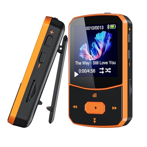 64GB MP3 Player Bluetooth 5.3 Portable Mini Sport mp3-player Musik Player mit Clip,unabhängiger Lautstärketaste,FM Radio, Schrittzähler, Unterstützt bis 128GB SD Karte,1,5 Zoll TFT Farbbildschirm von PINHUI