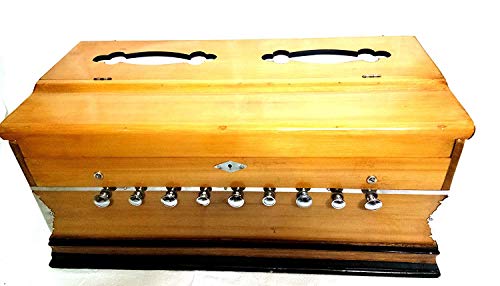 Harmonium 9 Stops, 3 1/2 Oktave, Double Reed, Clutch, natürliche Farben, Standard, Buche, gepolsterte Tasche, A440 Tuned, indisches Musikinstrument/Indian Harmonium/Professional Harmonium von PINK-LOTUS