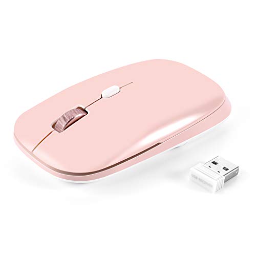 PINKCAT Kabellose Maus, 2.4GHz Funkmaus mit USB Nano Empfänger, 800/1200/1600 DPI, Ergonomische Leiser Laptop Maus für Windows, Mac, Linux, Rosa von PINKCAT