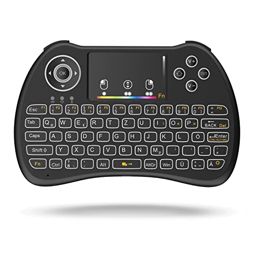 PINKCAT Mini Tastatur mit Touchpad, 2,4 GHz Smart TV Tastatur, Wiederaufladbar Kabellos Tastatur für Smart TV, TV Box, Schwarz von PINKCAT