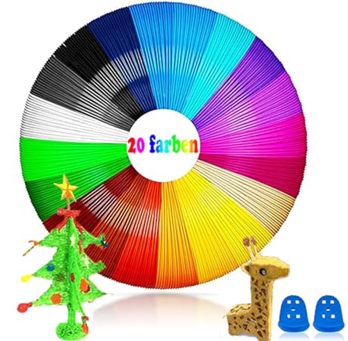 1,75 mm 3D Stift Filament PLA, 3D Pen Filament 20 Farben, jede 5M - 3D Stift Farben Packung für Kinder & Erwachsene, Drucker filament 3D-Drucker Filament Nachfüllpackung für 3d Drucker Stift von PINNKL