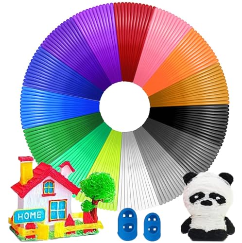 3D Stift PLA Filament 1,75 mm, 15 Farben, je 5M, 3D Pen Filament 1.75mm PLA, 3D Stift Farben Packung für Kinder & Erwachsene, 3D Stift Zubehör Filament für 3D Stift und 3D Drucker von PINNKL