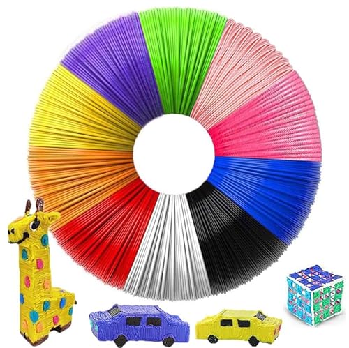 PLA Filament 1.75 für 3D Stift, 3D Pen Filament,10 Farben, je 5M, 3D Stift Nachfüllpacks Farben für Kinder und Erwachsene, 3D Drucker filament 3D-Drucker Filament Nachfüllpackung von PINNKL