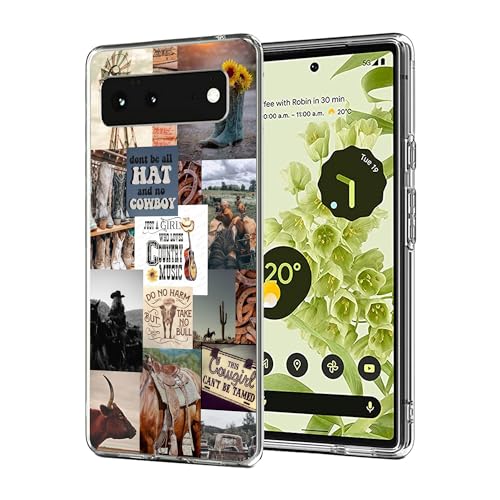 Kompatibel mit Google Pixel 6 Hülle – Western Cowboy Cowgirl Country Aesthetic Collage Design Stoßfest Weiche TPU Schutzhülle für Frauen Mädchen Jungen Männer Kompatibel mit Google Pixel 6 Hülle – Western Cowboy Cowgirl Country Aesthetic Collage Design Stoßfest Weiche TPU Schutzhülle für Frauen Mädchen Jungen Männer von PINPNPZ