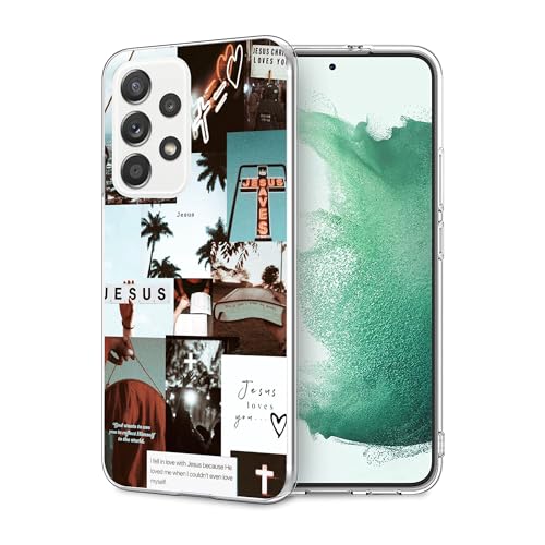 Kompatibel mit Samsung Galaxy A52 5G Hülle – Retro Christian Jesus Collage Design Stoßfest Weich TPU Cover Case für Frauen Mädchen Jungen Männer von PINPNPZ