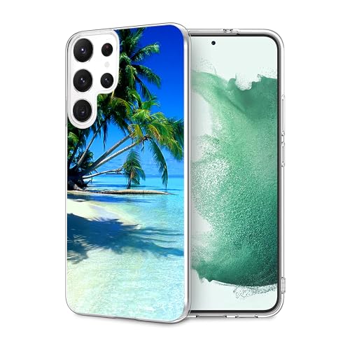 Kompatibel mit Samsung Galaxy S23 Ultra Hülle – Tropischer Strand Palme Hawaii Sommer Urlaub Design Stoßfest Weiche TPU Cover Case für Frauen Mädchen Jungen Männer von PINPNPZ