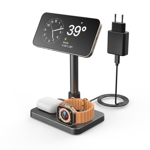 3-in-1 Ladestation Kabelloses Ladegerät mit ausziehbarem Ständer - Wireless Charger für iPhone, Apple Watch & AirPods Pro mit Fast Adapter 3-in-1 Ladestation Kabelloses Ladegerät mit ausziehbarem Ständer - Wireless Charger für iPhone, Apple Watch & AirPods Pro mit Fast Adapter von PINRUIGE