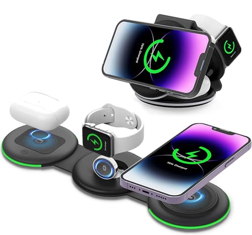 PINRUIGE Faltbare Wireless Charger, Mag-Safe 3 in 1 Kabelloses Ladegerät Induktive Ladestation Kompatibel mit i-Phone 15 14 13 12 11 Pro Max/XS/XR/X/8, iWatch Ultra/8/SE/7/6/5/4/3/2, Air Pods Pro PINRUIGE Faltbare Wireless Charger, Mag-Safe 3 in 1 Kabelloses Ladegerät Induktive Ladestation Kompatibel mit i-Phone 15 14 13 12 11 Pro Max/XS/XR/X/8, iWatch Ultra/8/SE/7/6/5/4/3/2, Air Pods Pro von PINRUIGE