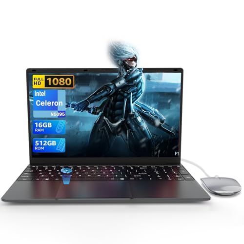 PINSTONE Laptop 15,6 Zoll (39,6 cm) 16 GB RAM 512 GB SSD Celeron N5095 Laptop Computer Touch ID Bluetooth 4.0 WiFi 5 USB 3.0 von PINSTONE