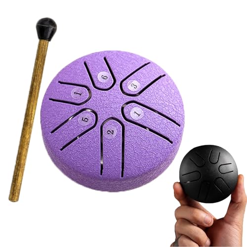 Buddha Stones Mini Steel Tongue Drum, Mini Handpan Drum, Steel Tongue Drum 3 inch 6 note Mini Handpan Drum for adults Drum Set Percussion Instrument for Meditation (Color : D) von PIOREX