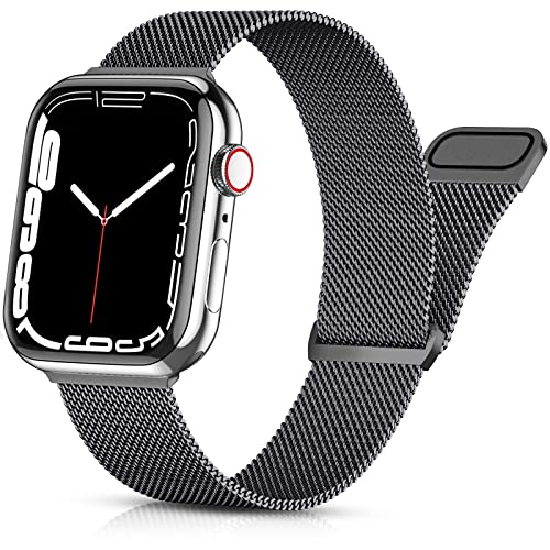 PIOWNN Metall Armband kompatibel mit Apple Watch Armband 40mm 38mm 41mm für Damen Herren, Edelstahl Mesh Ersatzarmband mit Magnetverschluss für iWatch 9 8 und Series 9 8 7 SE 6 5 4 3 2 1, Grau von PIOWNN