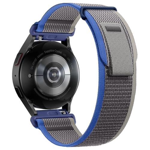 PIOWNN Trail Loop Kompatibel mit Samsung Galaxy Watch 5 Pro Armband/Watch 4 6 Classic 47mm 46mm, 20mm Weich Nylon Klettverschluss Sport Loop Uhrenarmband für Galaxy Watch 4 5 6 44mm 40mm, Blau/Grau von PIOWNN