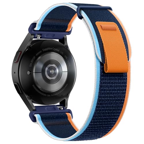 PIOWNN Trail Loop Kompatibel mit Samsung Galaxy Watch 5 Pro Armband/Watch 4 6 Classic 47mm 46mm Herren, 20mm Weich Nylon Klettverschluss Sport Uhrenarmband für Galaxy Watch 4 5 6 44mm 40mm, Navy Blau von PIOWNN