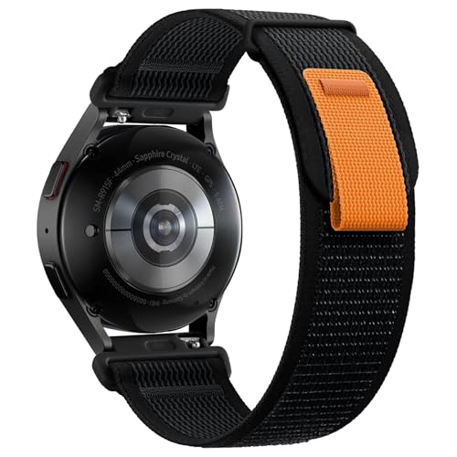 PIOWNN Trail Loop Kompatibel mit Samsung Galaxy Watch 5 Pro Armband/Watch 6 Classic 47mm/Watch 4 Classic, 20mm Weich Nylon Klettverschluss Sport Uhrenarmband für Galaxy Watch 4 5 6 44mm 40mm, Schwarz von PIOWNN