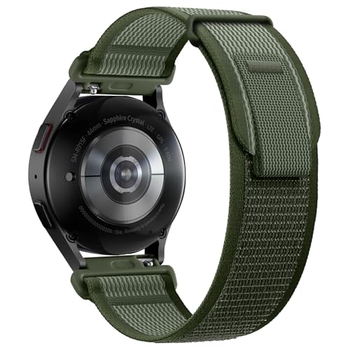PIOWNN Trail Loop Kompatibel mit Samsung Galaxy Watch 5 Pro Armband/Watch 6 Classic 47mm / Watch 4 Classic, 20mm Weich Nylon Klettverschluss Sport Uhrenarmband für Galaxy Watch 4 5 6 44mm 40mm, Grün von PIOWNN