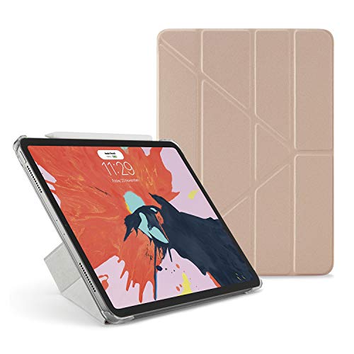 Pipetto Premium Origami Smart Hülle Shell Cover Apple Pencil Gen 2 Sync und kostenpflichtig für iPad Pro 11 (2018) Modell 5 in 1 Klapppositionen Auto-Sleep-Wake-Funktion - Roségold & Transparent von PIPETTO