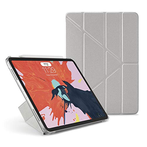 Pipetto Premium Origami Smart Hülle Shell Cover Apple Pencil Gen 2 Sync und kostenpflichtig für iPad Pro 11 (2018) Modell 5 in 1 Klapppositionen Auto-Sleep-Wake-Funktion - Silber & Transparent von PIPETTO
