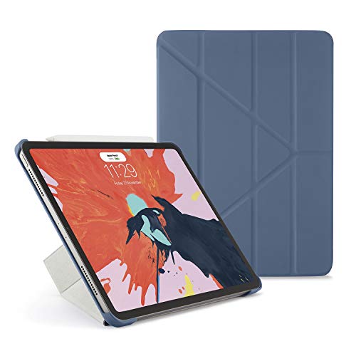 Pipetto Premium Ultraflacher Origami Smart Hülle Shell Cover Apple Pencil Gen 2 Sync und kostenpflichtig für iPad Pro 11 (2018) Modell 5 in 1 Klapppositionen Auto-Sleep-Wake-Funktion - Navy von PIPETTO