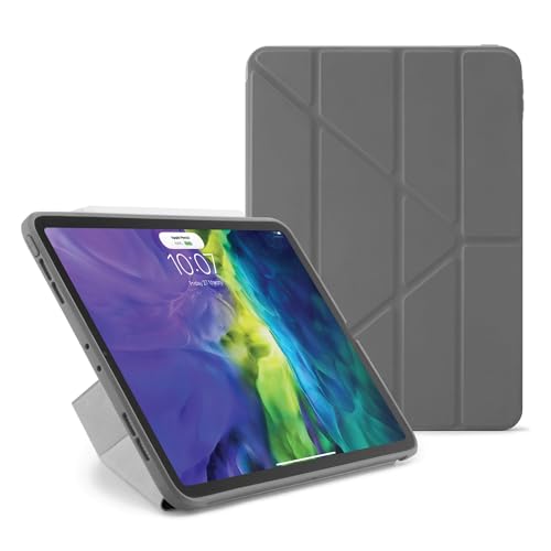PIPETTO iPad Pro 11 (2018/2020/2021) Origami TPU Hülle | Stoßfeste 5-in-1 Standhülle | Apple Pencil 2 Aufladen | 99,9% antibakterielle iPad-Hülle – Dunkelgrau von PIPETTO