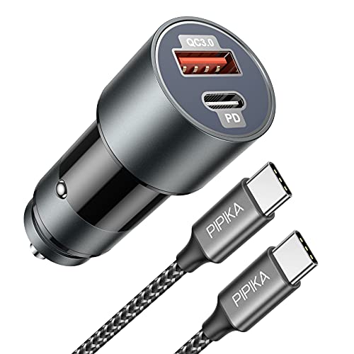 Zigarettenanzünder USB Adapter, [USB C 25W+USB A 28W] 12V USB Steckdose, 5A Schnellladung dual Port Kfz Ladegerät, USB Car Charger für iPhone 14 13 12 11 X Samsung Galaxy S21 Huawei AirPods iPad von PIPIKA