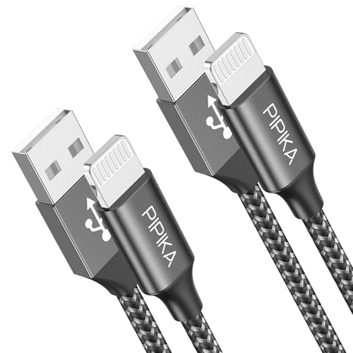 iPhone Ladekabel, Lightning Kabel [2Pack 0.5M+0.5M] Ladekabel iPhone Schnellladekabel MFi Zertifiziert Nylon USB Lightning Kabel für iPhone 14 13 12 11 Pro, X 8 7 6 6s Plus 5 SE-Grau von PIPIKA