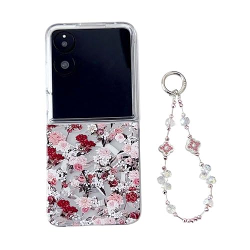 PIQIUZC Klapphülle für Xiaomi Mix mit starkem Magnetring, niedliches Blumenmuster, modisches Design, stoßfest, faltbar, kabelloses Laden (mit Kette) von PIQIUZC