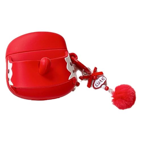 PIQIUZC Kompatibel mit Apple Airpods 4 mit Kawaii-Anhänger, 3D-Cartoon-Design, lustige Hausschuhe, Kopfhörer, stoßfeste Schutzhüllen (rot) von PIQIUZC