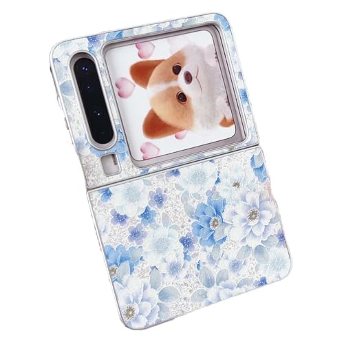 PIQIUZC Kompatibel mit Huawei Pura X, glänzendes süßes Blumendruck-Design, Pura X, Fallschutz, faltbare Handyhülle für Mädchen und Damen, Blau PIQIUZC Kompatibel mit Huawei Pura X, glänzendes süßes Blumendruck-Design, Pura X, Fallschutz, faltbare Handyhülle für Mädchen und Damen, Blau von PIQIUZC