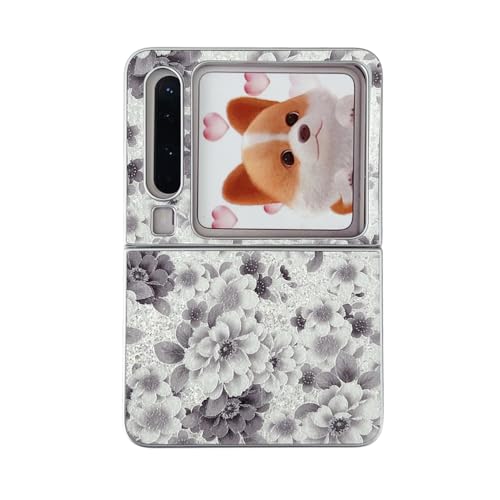 PIQIUZC Kompatibel mit Huawei Pura X, glänzendes süßes Blumendruck-Design, Pura X, Fallschutz, faltbare Handyhülle für Mädchen und Damen, Grau PIQIUZC Kompatibel mit Huawei Pura X, glänzendes süßes Blumendruck-Design, Pura X, Fallschutz, faltbare Handyhülle für Mädchen und Damen, Grau von PIQIUZC