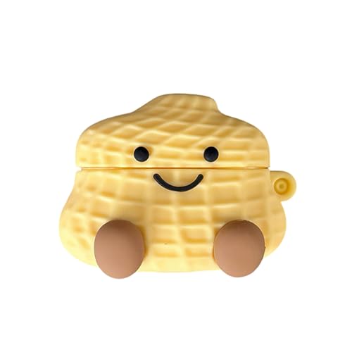 PIQIUZC Kopfhörer-Schutzhülle für AirPods 4, niedliches Cartoon-Kawaii-lustiges 3D-Erdnuss-Design, stilvolle Silikon-Schutzhülle für Air Pod 4 von PIQIUZC