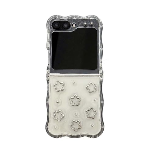 PIQIUZC Niedliche Schutzhülle für Samsung Galaxy Z Flip 6, leicht, luxuriös, zartes Blumendesign, für Damen und Mädchen, faltbare Handyhülle für Galaxy Z Flip 5 (Z Flip 6, keine Kette) von PIQIUZC