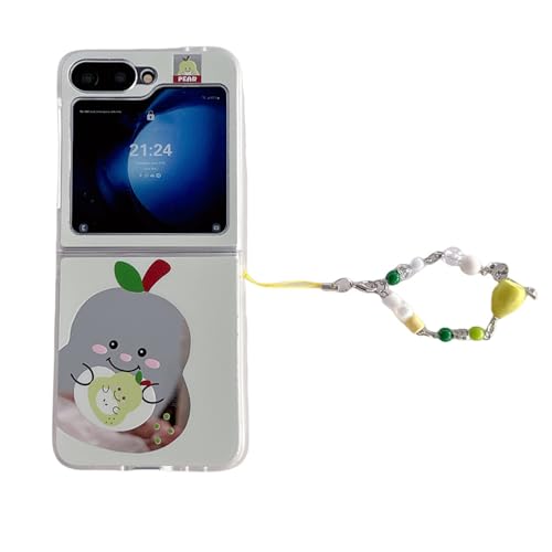 PIQIUZC Schutzhülle für Samsung Galaxy Z Flip 5, Kawaii-Design, Cartoon-Design, niedliches kreatives Spiegel-Design, für Galaxy Z Flip 6, schöne Frau und Mädchen (Z Flip 6, Birne) von PIQIUZC